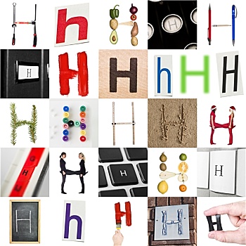 抽象拼贴画,字母h