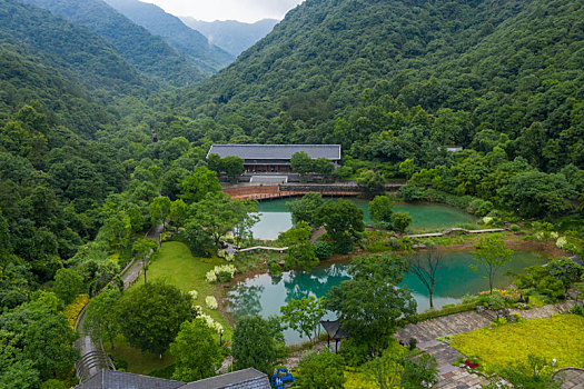 杭州富阳区黄公望隐居地纪念馆航拍