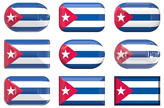 玻璃,扣,旗帜,古巴