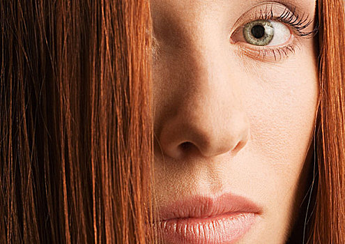 女人,脸,红发,头像