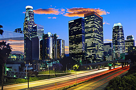 摩天大楼,城市,港口,高速公路,洛杉矶,加利福尼亚,美国