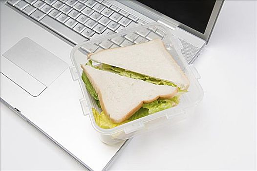 三明治,笔记本电脑