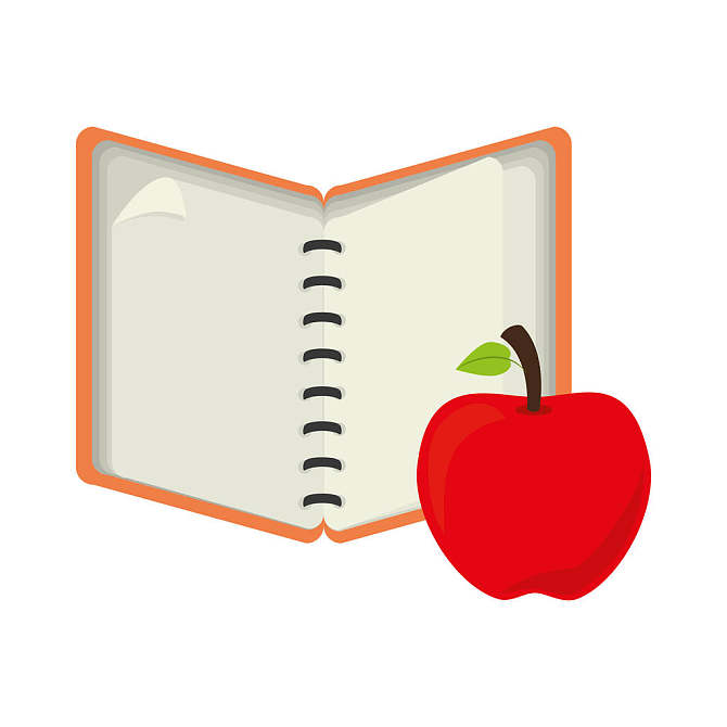 翻开,笔记本,苹果,水果,矢量,插画_高清图片_全景视觉