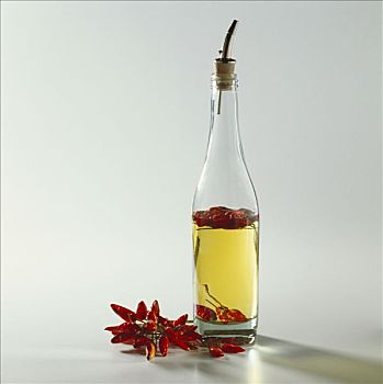 瓶子,辣椒,油,干燥,红色,旁侧