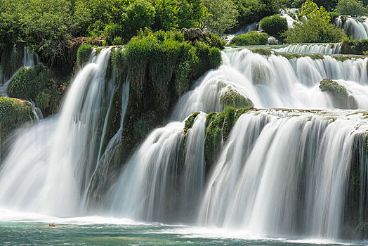 瀑布,长期,照片,卡尔卡,国家公园,达尔马提亚,克罗地亚,欧洲