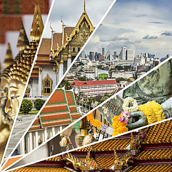 抽象拼贴画,曼谷,泰国,图像,旅行,背景,照片