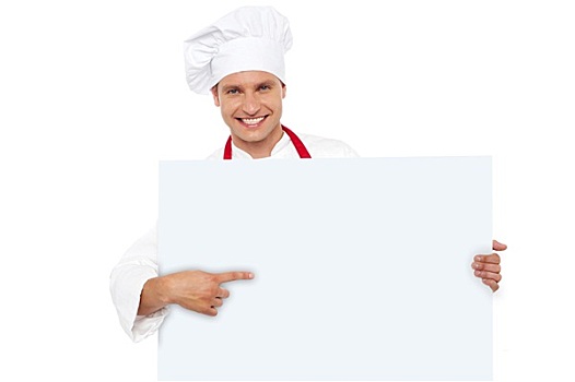 厨师,指点,留白,白人,广告牌
