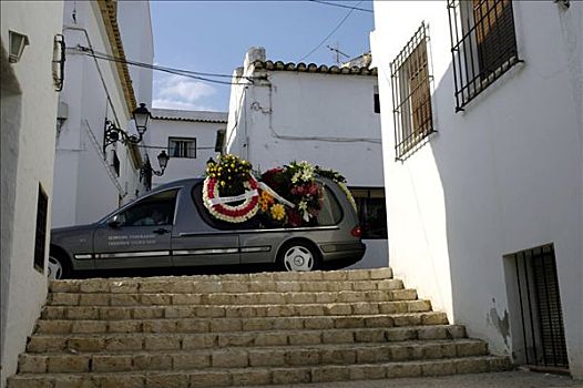 葬礼,汽车,旧城,白色海岸,西班牙