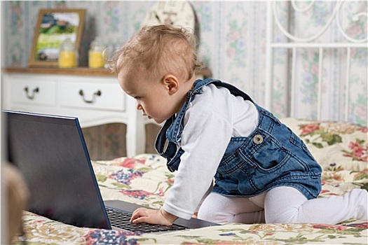可爱,婴儿,笔记本电脑