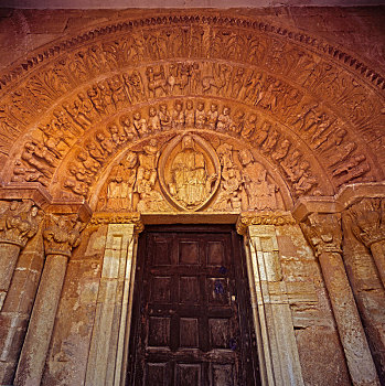 罗马式,柱廊,教堂,布尔戈斯,西班牙