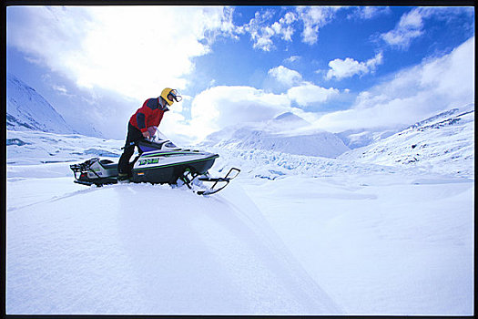 雪地车,冰河,肯奈半岛,阿拉斯加,冬天,景色