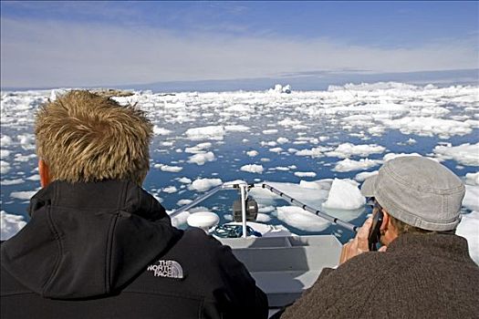 格陵兰,伊路利萨特,世界遗产,区域,忙碌,小,鳞片,捕鱼,活动,船,跟随,独特,通道,冰