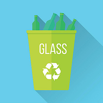 绿色,再生,垃圾箱,玻璃,象征,塑料制品,垃圾桶,垃圾,再循环,环保,矢量,插画