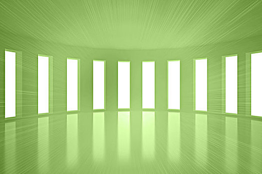 鲜明,绿色,房间,窗户
