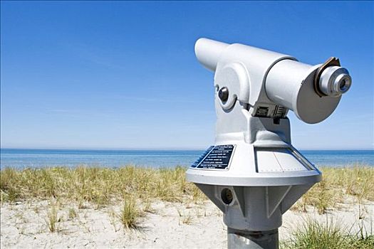 望远镜,海滩,梅克伦堡前波莫瑞州,德国,欧洲