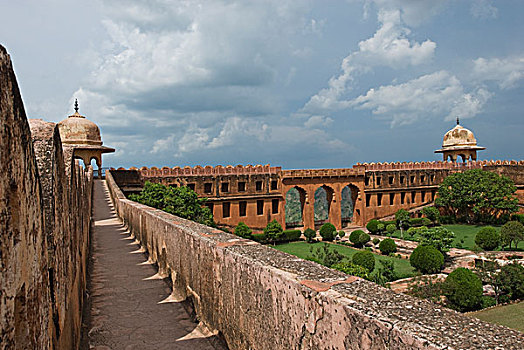 人行道,防御,墙壁,堡垒,斋格尔堡,斋浦尔,拉贾斯坦邦,印度
