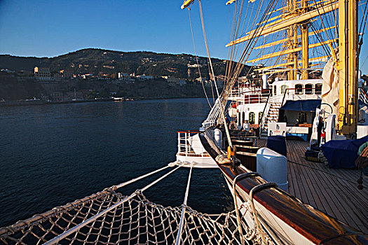 快船,船,海中,索伦托,伊特鲁里亚海,坎帕尼亚区,意大利