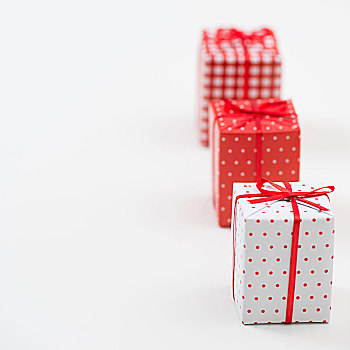 礼盒,圣诞节,礼物,包装,红色,纸,装饰,白色背景,背景,许多,留白