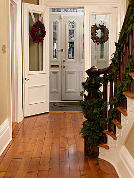 入口,高档,家,装饰,圣诞节