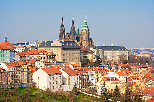 布拉格,风景,拉德肯尼,城堡,大教堂