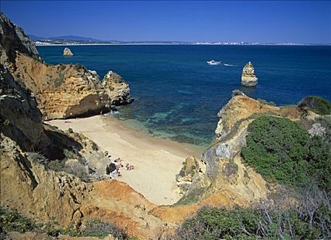 海滩,悬崖,靠近,拉各斯,阿尔加维,葡萄牙