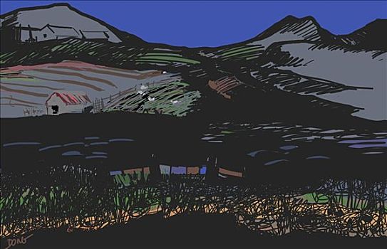 陆地,子夜太阳,2008年,电脑制图