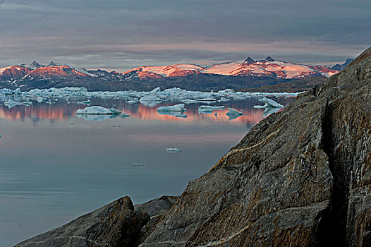 子夜太阳,约翰,峡湾,格陵兰东部,格陵兰
