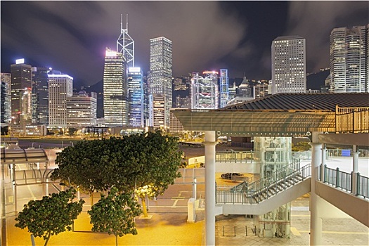 香港,天际线,中心,码头