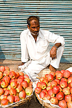 印度,老德里,市场,本地人,销售,果蔬