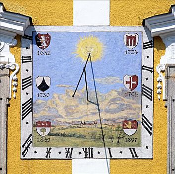 日晷,城堡,宫殿,林茨,上奥地利州,奥地利,欧洲