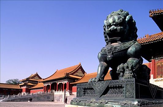 中国,北京,故宫,铜像