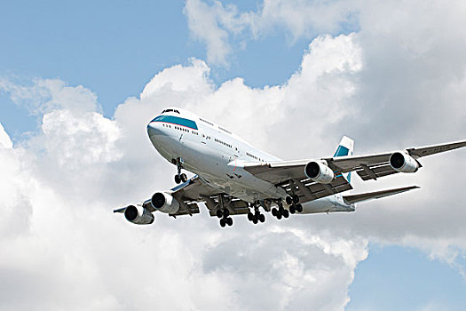 波音747,降落,温哥华国际机场,温哥华,不列颠哥伦比亚省,加拿大