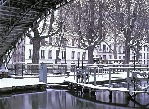 巴黎,运河,码头,特写