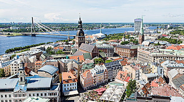 历史,中心,里加,大教堂,桥,道加瓦河,河,西部,拉脱维亚,欧洲
