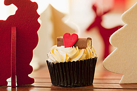 圣诞气氛,杯形蛋糕,红色,心形