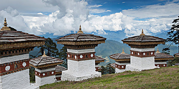 白色,华丽,柱子,侧面,山,廷布,地区,不丹