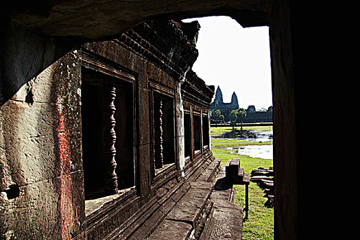 石头,拱道,吴哥窟,柬埔寨