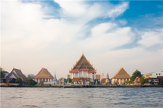 河边,佛教寺庙,湄南河