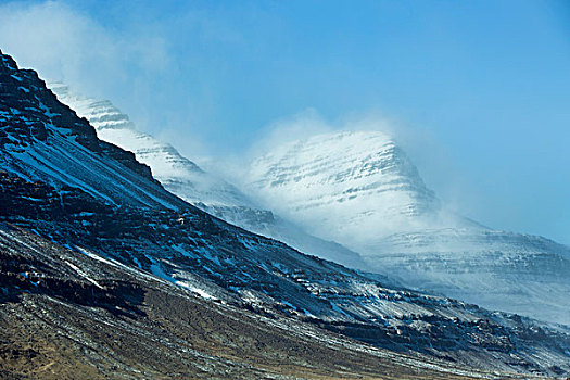 雪,山景,冰岛