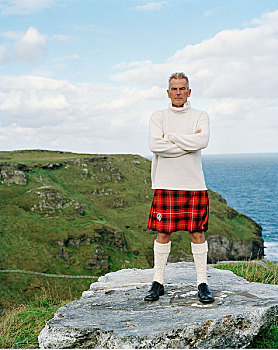 男人,穿,苏格兰式短裙