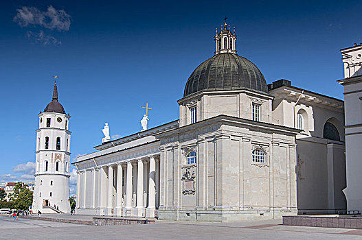 大教堂,钟楼,夏天,晴天,维尔纽斯,立陶宛