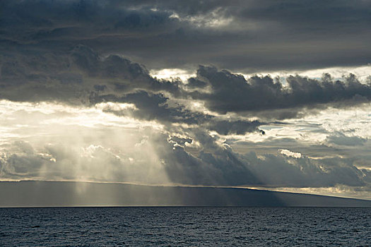 海景,乌云,阳光,毛伊岛,夏威夷