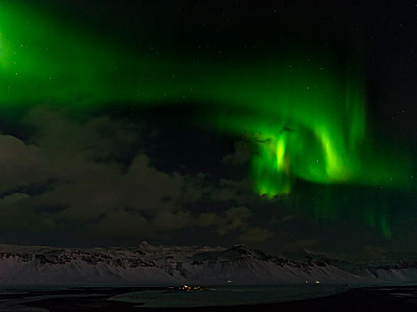 北极光,斯奈山半岛,冬天,冰岛,大幅,尺寸