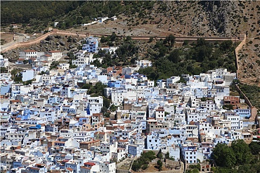 风景,彩色,城镇,舍夫沙万,摩洛哥