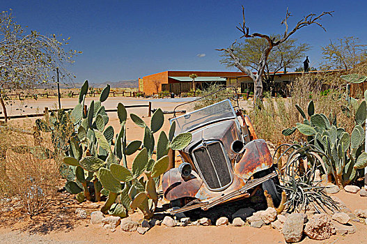老,生锈,汽车,残骸,加油站,纳米布沙漠,纳米比亚