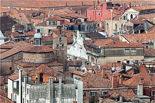 风景,远眺,瓷砖,屋顶,威尼斯,意大利