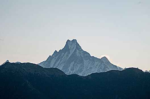 雪山,顶峰,暗色,山脉,尼泊尔