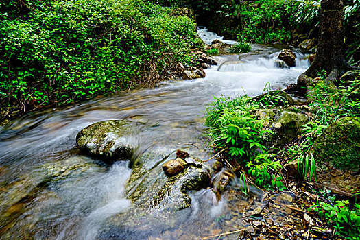 溪流,流水,河流,水墨汀溪