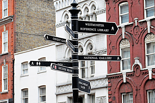 路标,莱斯特广场,伦敦,英格兰,英国,欧洲