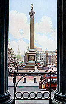 纳尔逊纪念柱,特拉法尔加广场,平台,国家美术馆,伦敦